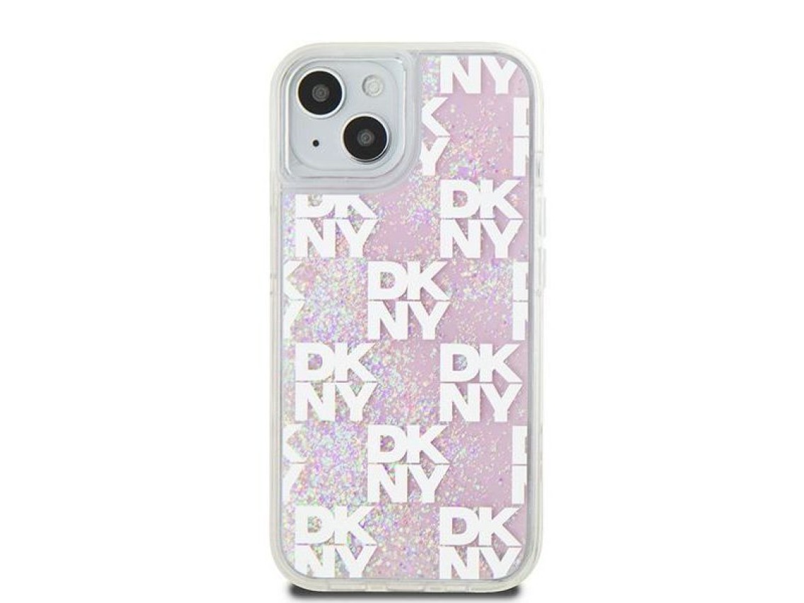 Funda DKNY Liquid Glitter Multilogo para iPhone 15 / 14 / 13 - rosa