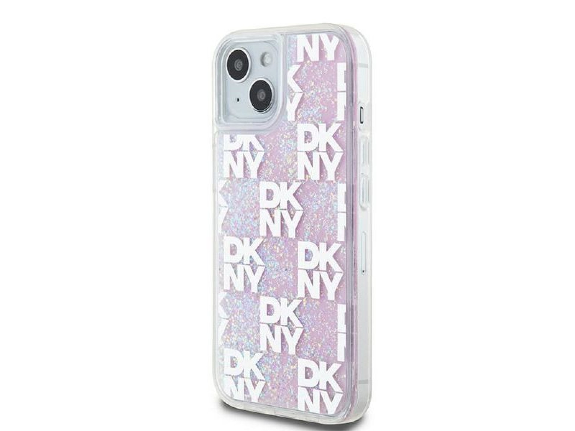 Funda DKNY Liquid Glitter Multilogo para iPhone 15 / 14 / 13 - rosa
