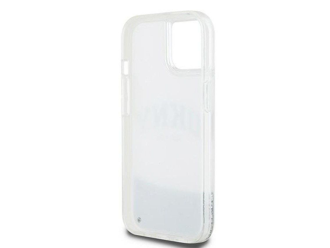 Funda DKNY Liquid Glitter con logo grande para iPhone 15 / 14 / 13 - blanca