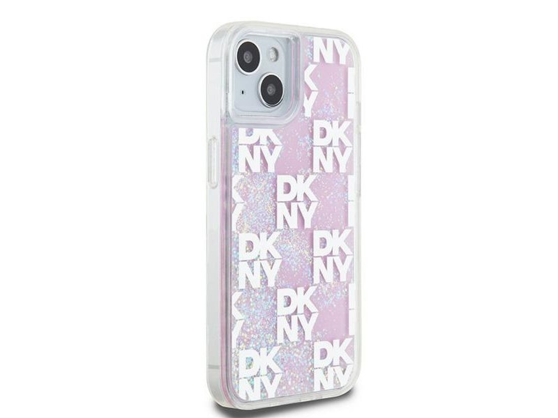 Funda DKNY Liquid Glitter Multilogo para iPhone 15 / 14 / 13 - rosa