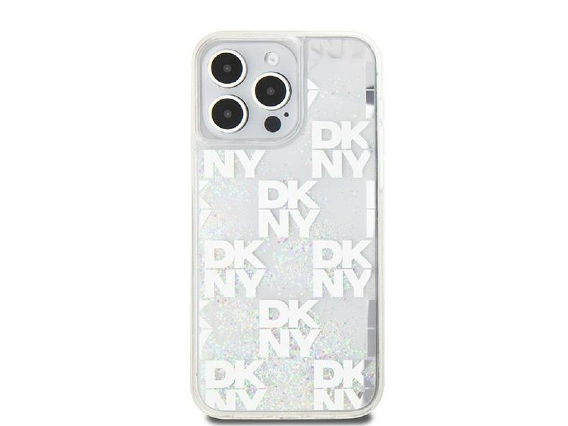 Capa DKNY Liquid Glitter Multilogo para iPhone 15 Pro Max - branca