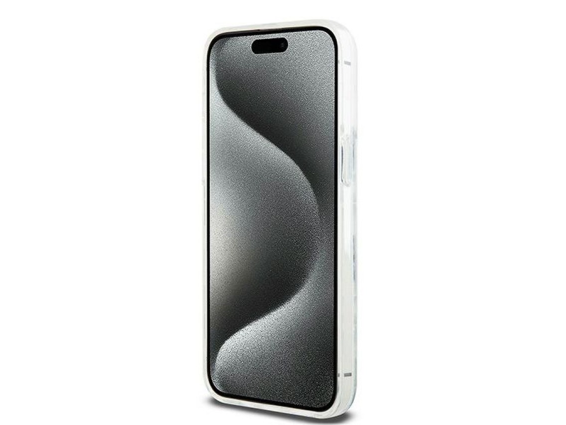 Capa DKNY Liquid Glitter Multilogo para iPhone 15 Pro Max - branca