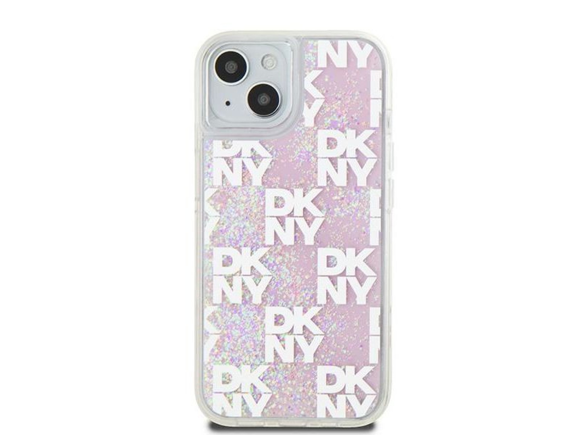 Funda DKNY Liquid Glitter Multilogo para iPhone 15 / 14 / 13 - rosa