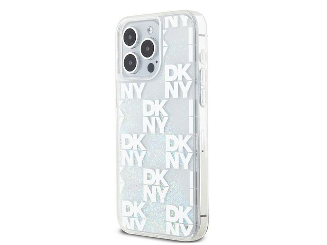 Capa DKNY Liquid Glitter Multilogo para iPhone 15 Pro Max - branca