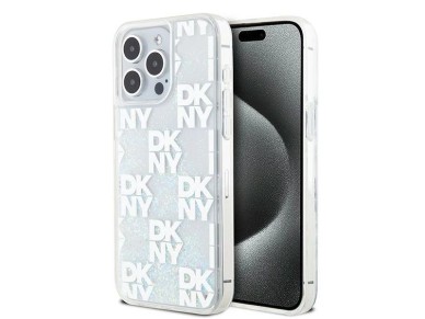 DKNY Liquid Glitter Multilogo case for iPhone 15 Pro Max - white DKNY Liquid Glitter Multilogo case for iPhone 15 Pro Max - white