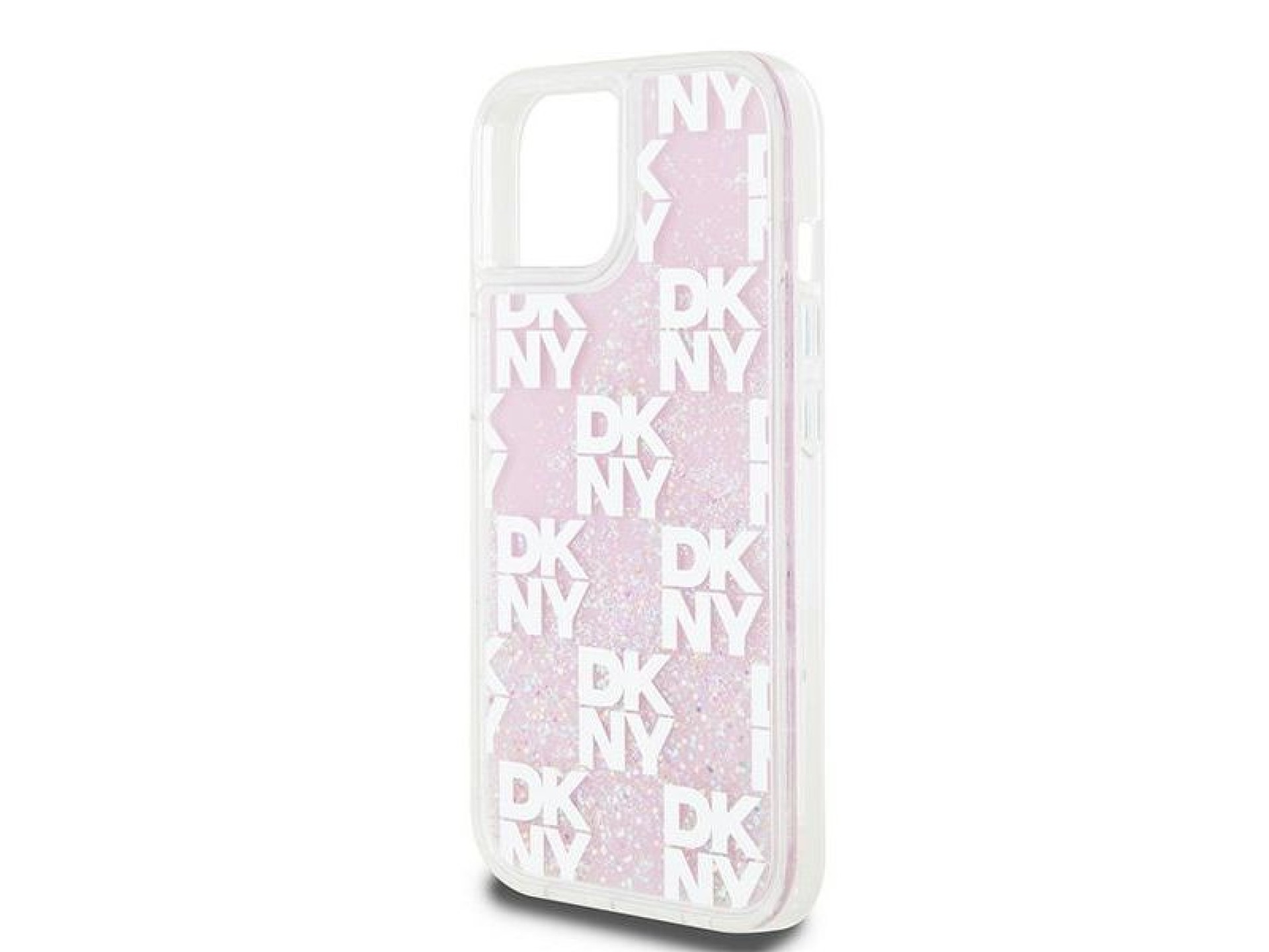 Funda DKNY Liquid Glitter Multilogo para iPhone 15 / 14 / 13 - rosa