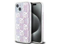 Funda DKNY Liquid Glitter Multilogo para iPhone 15 / 14 / 13 - rosa
