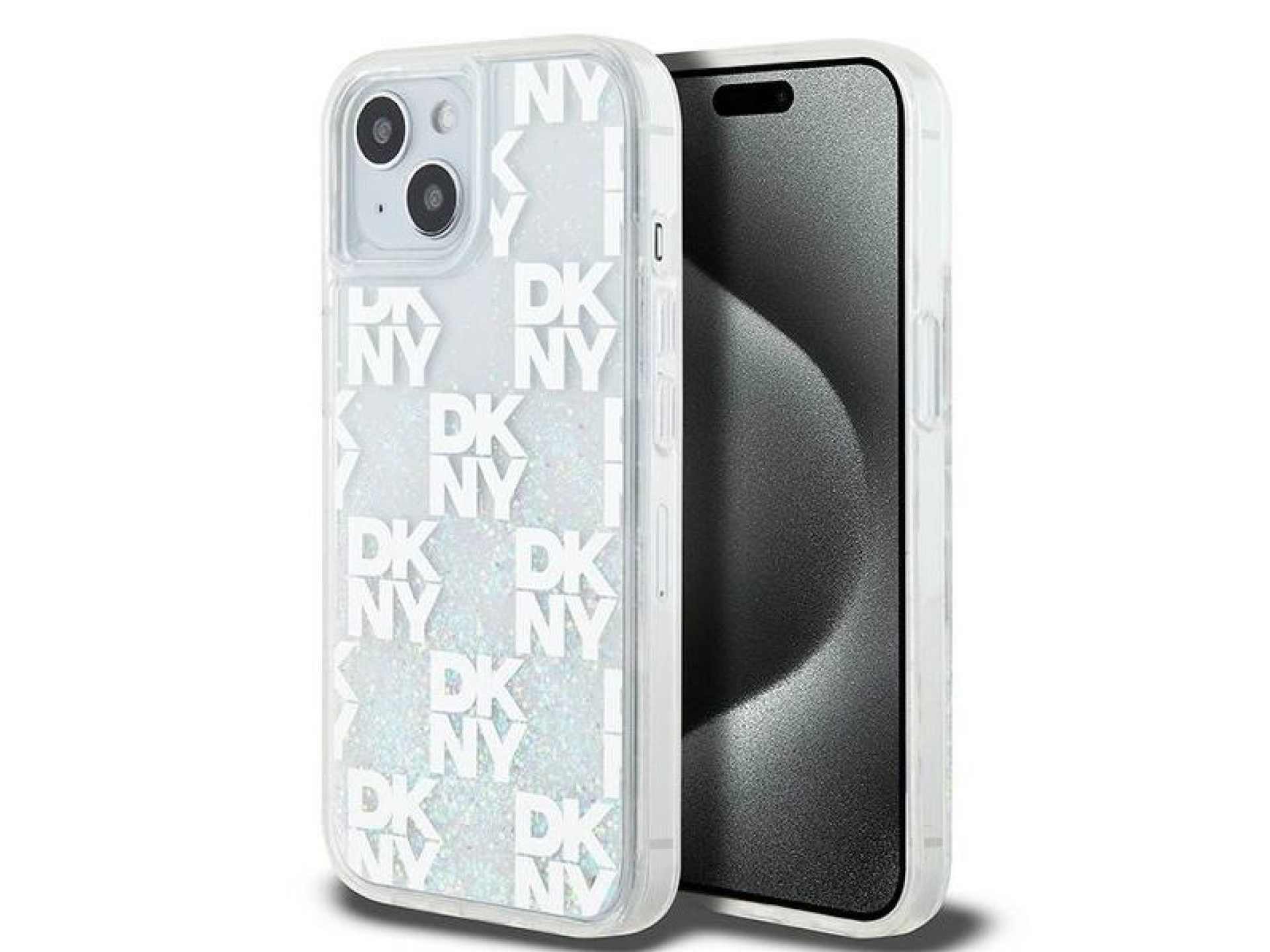 DKNY Liquid Glitter Multilogo case for iPhone 15 / 14 / 13 - white