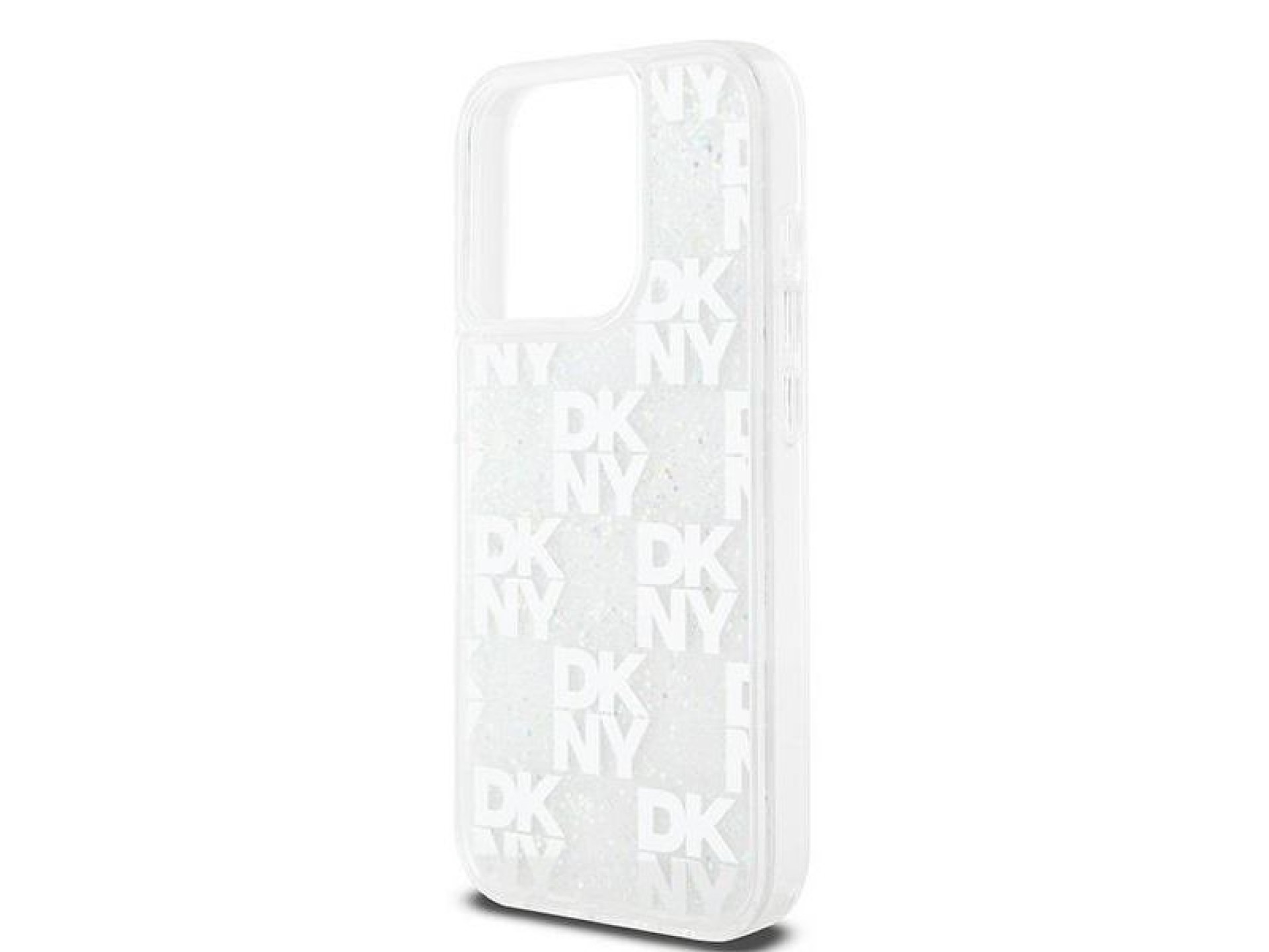 Capa DKNY Liquid Glitter Multilogo para iPhone 15 Pro - branca