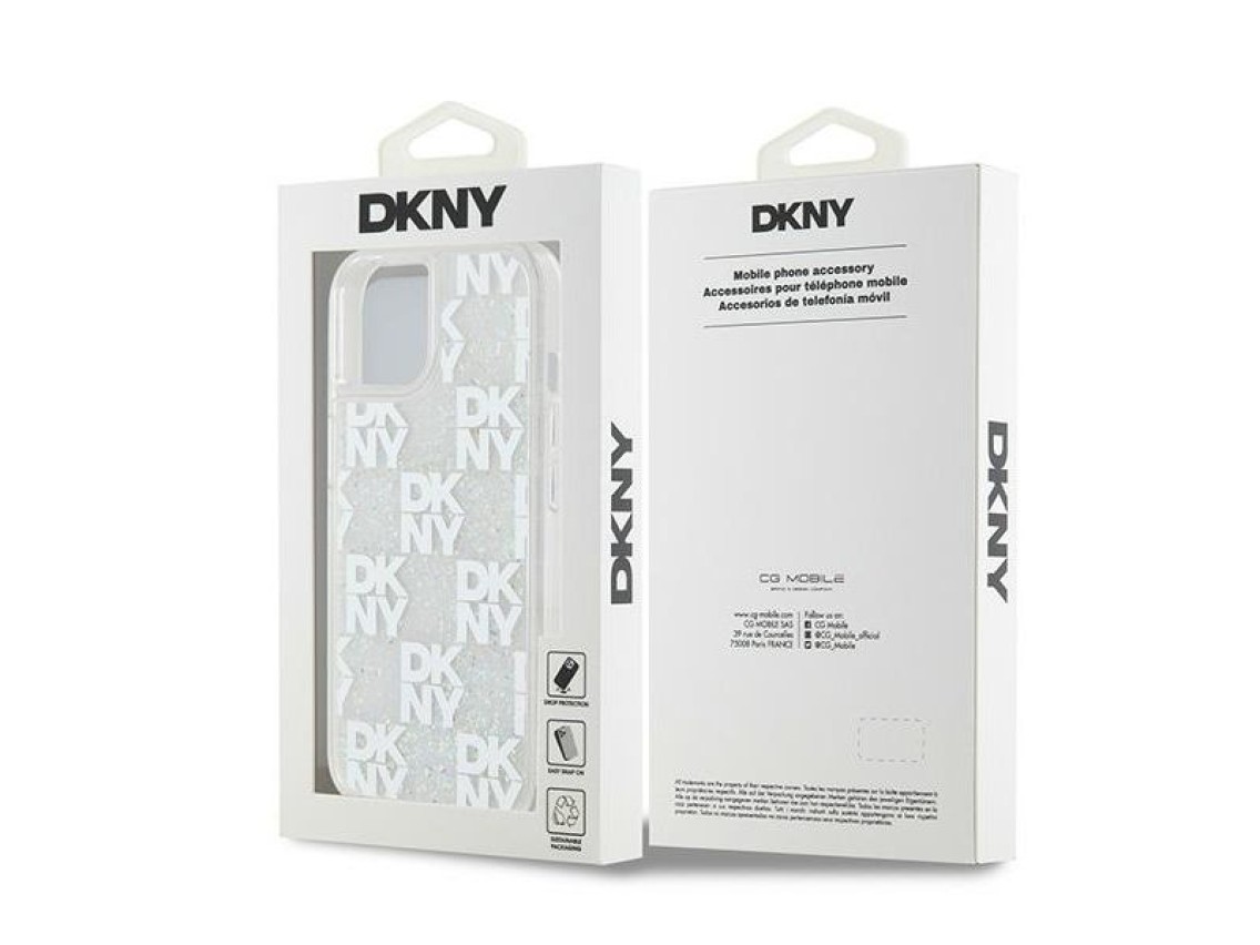 DKNY Liquid Glitter Multilogo case for iPhone 15 / 14 / 13 - white
