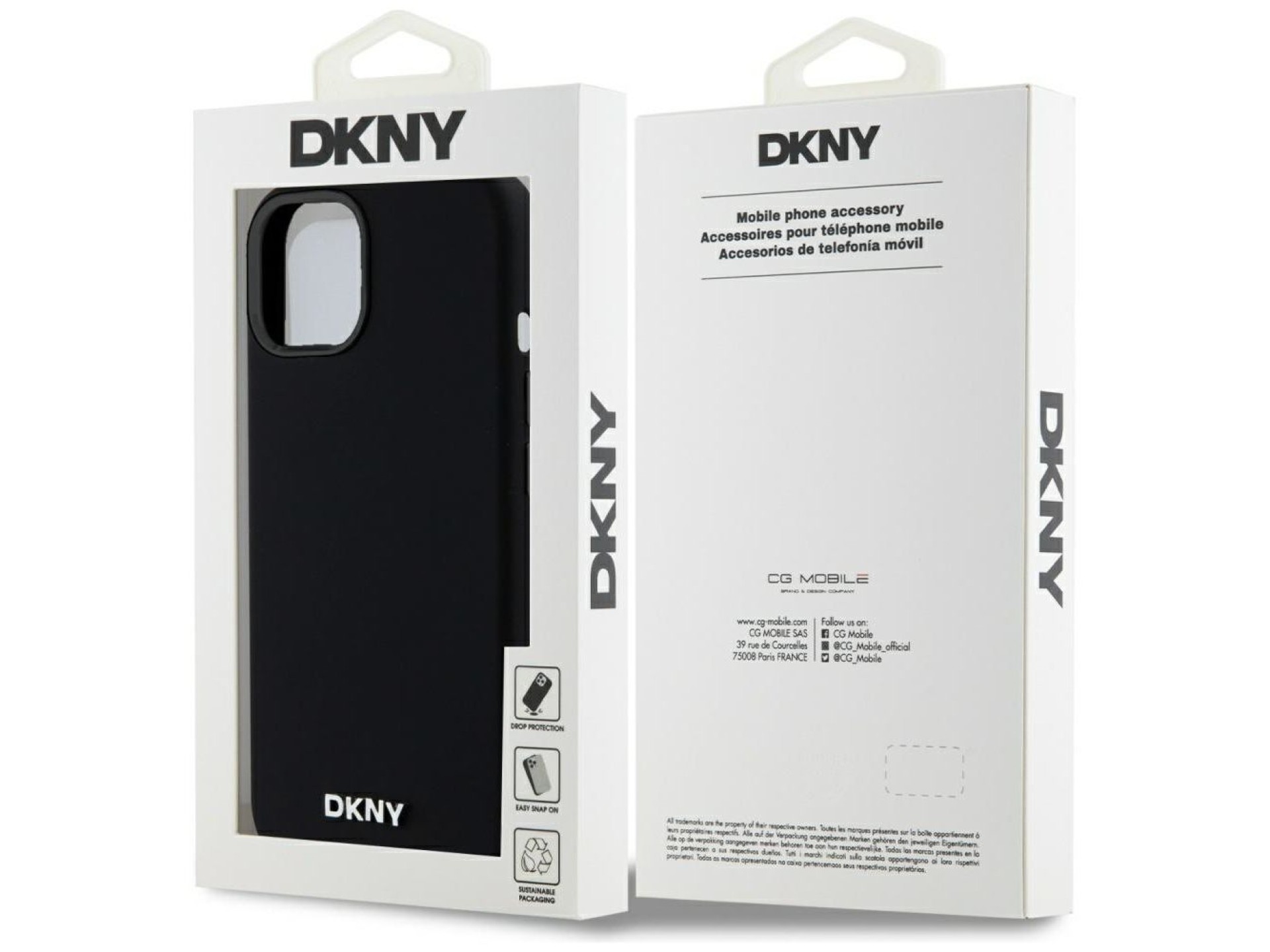 DKNY Liquid Silicone Small Metal Logo MagSafe Case for iPhone 14/15/13 - Black