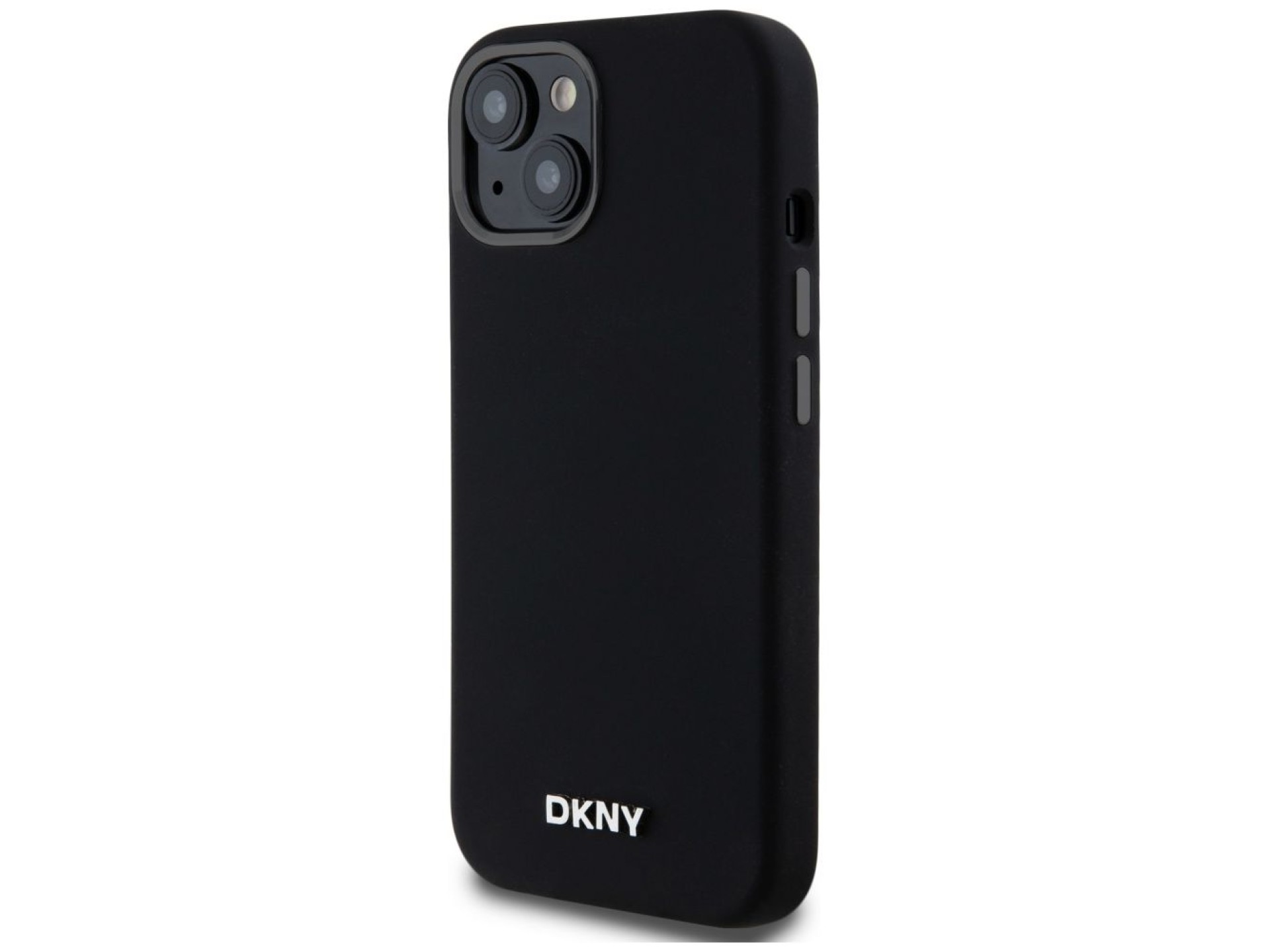 DKNY Liquid Silicone Small Metal Logo MagSafe Case for iPhone 14/15/13 - Black