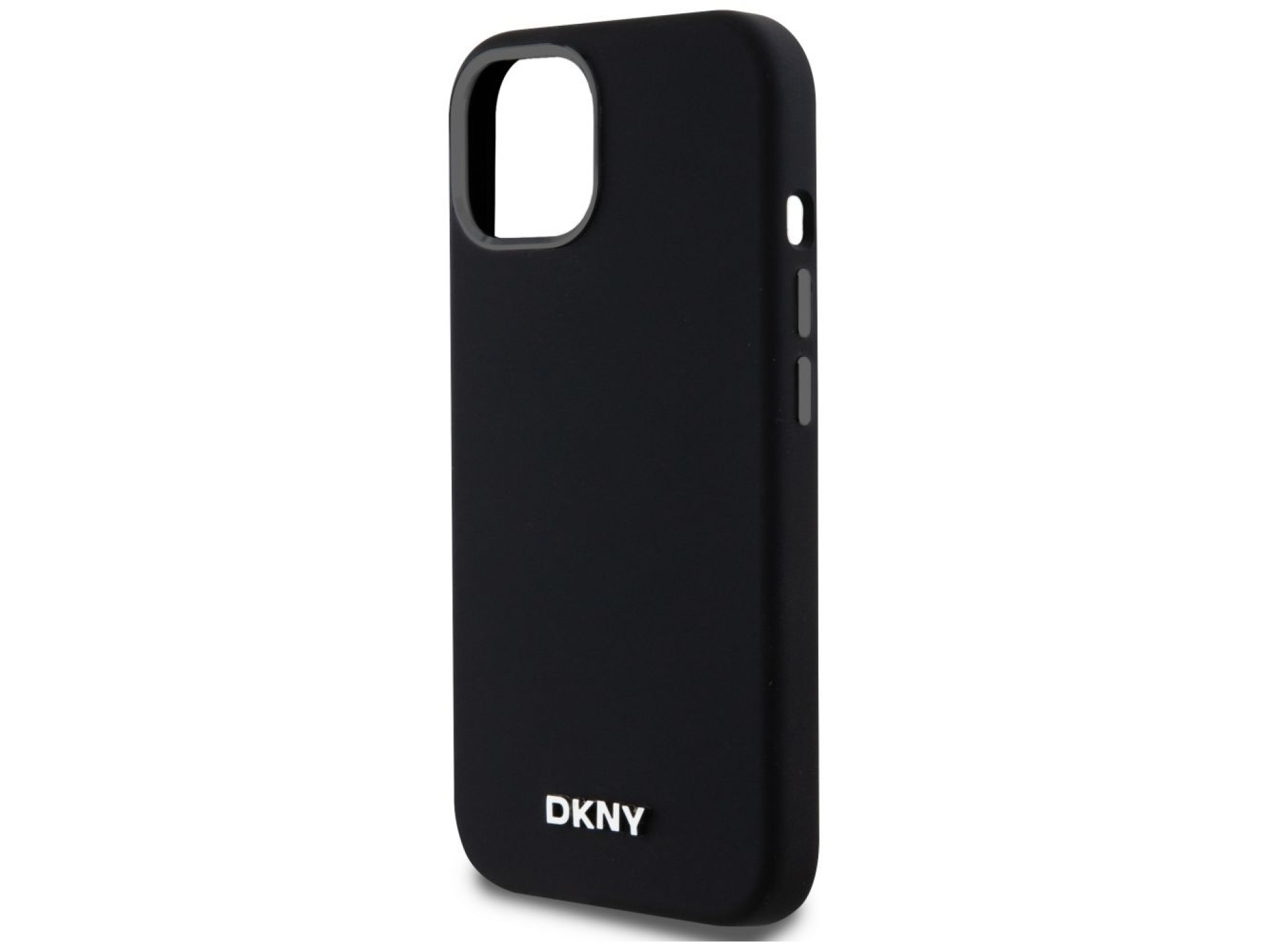 DKNY Liquid Silicone Small Metal Logo MagSafe Case for iPhone 14/15/13 - Black