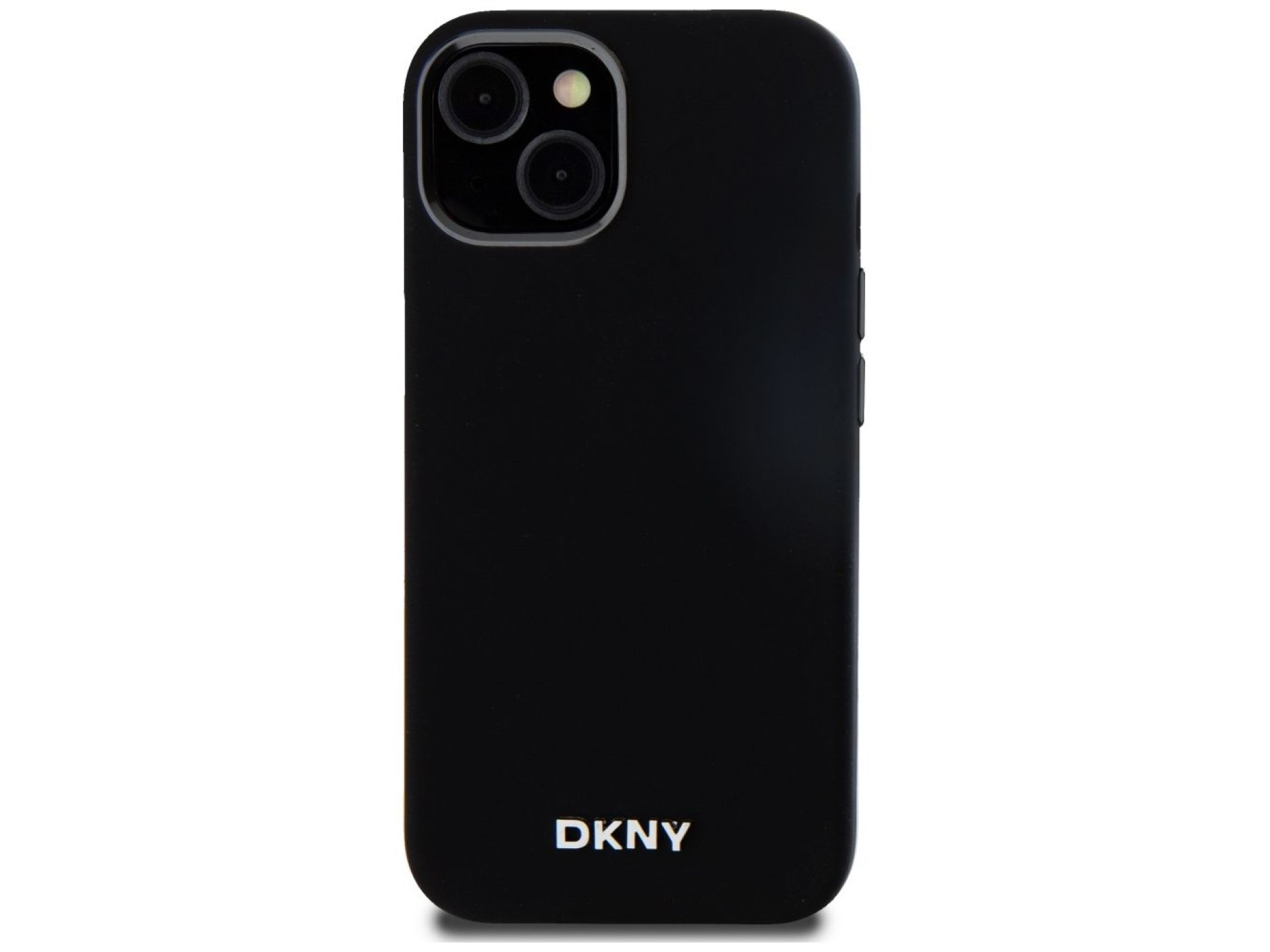 DKNY Liquid Silicone Small Metal Logo MagSafe Case for iPhone 14/15/13 - Black