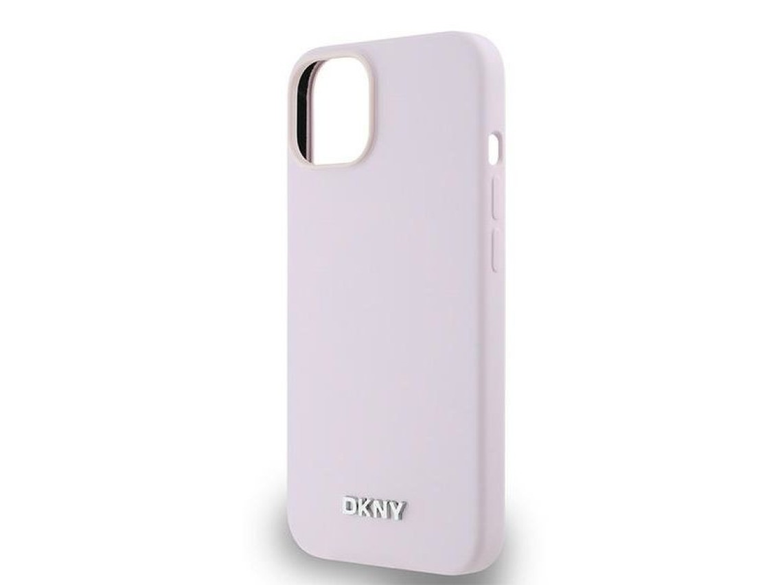 DKNY Liquid Silicone Small Metal Logo MagSafe Case for iPhone 14/15/13 - Pink