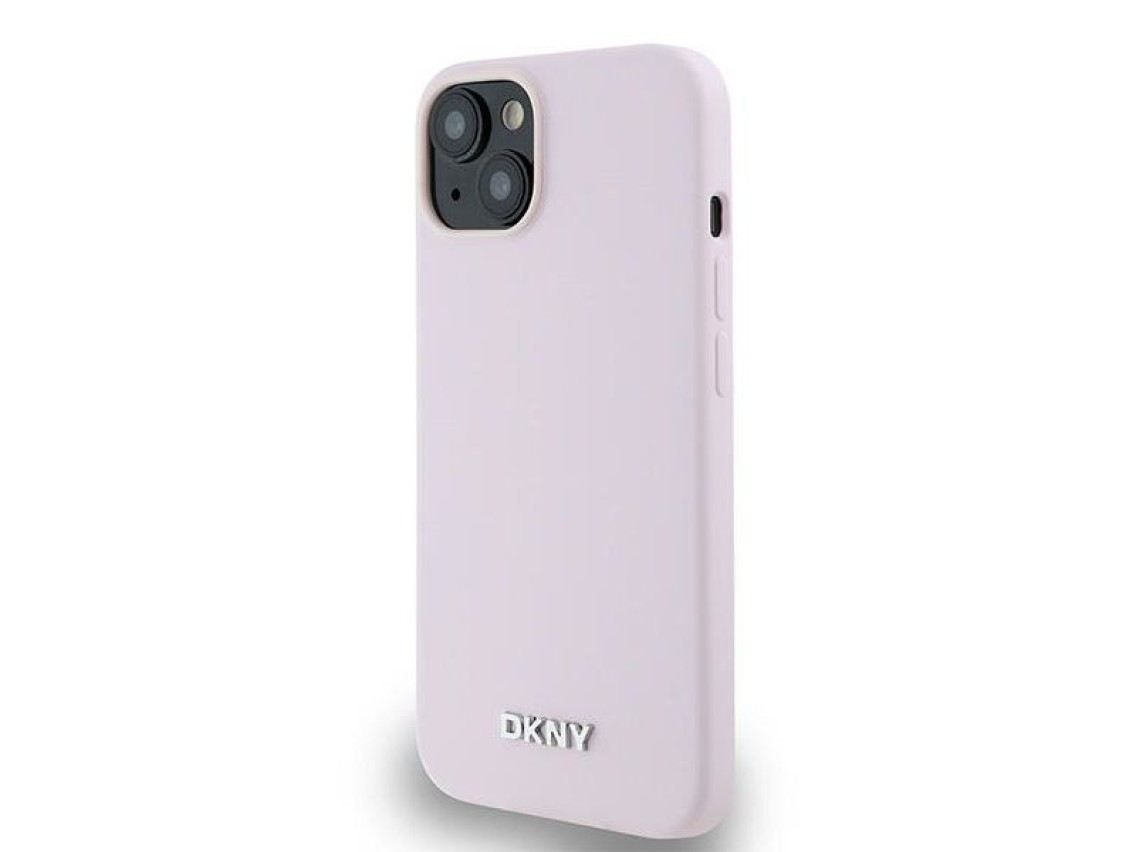 DKNY Liquid Silicone Small Metal Logo MagSafe Case for iPhone 14/15/13 - Pink