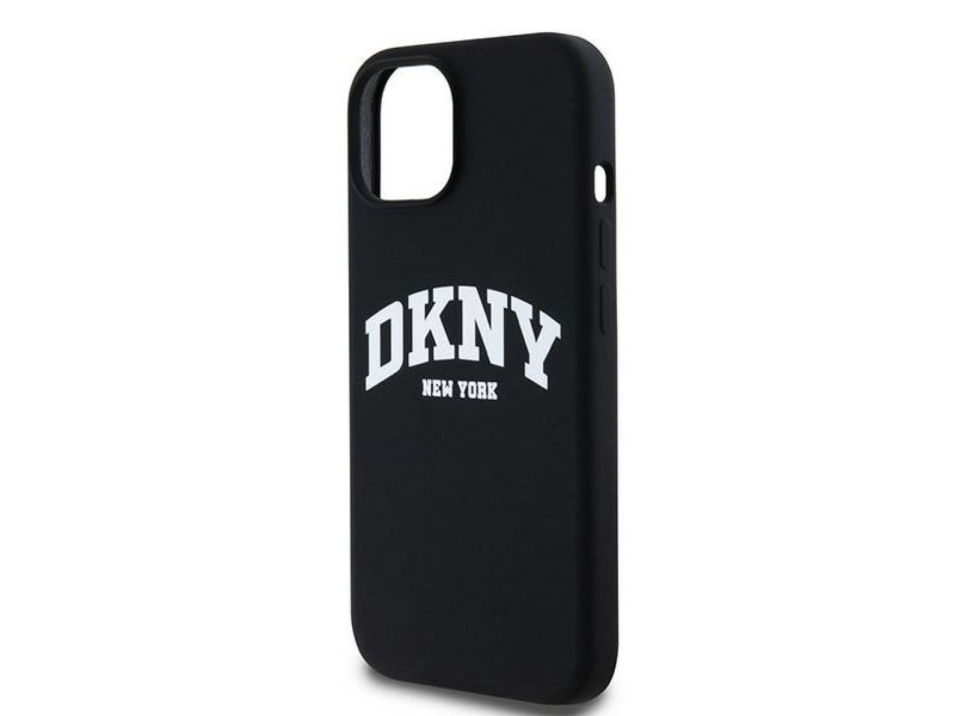 DKNY Liquid Silicone White Printed Logo MagSafe Case for iPhone 14 / 15 / 13 - Black