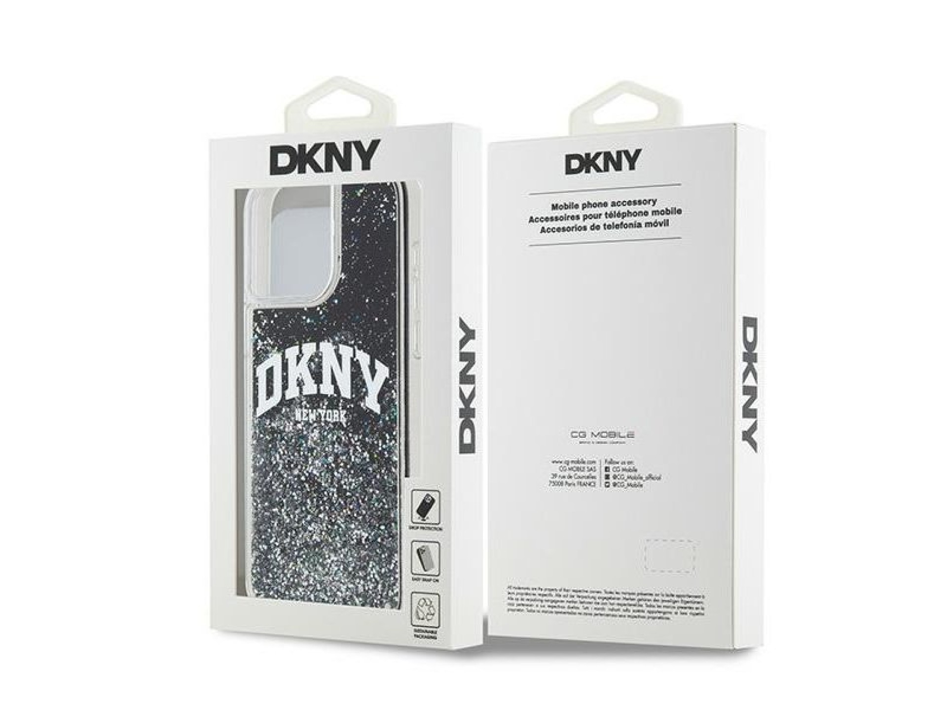 DKNY Liquid Glitter Big Logo iPhone 13 Pro Max Case - Black