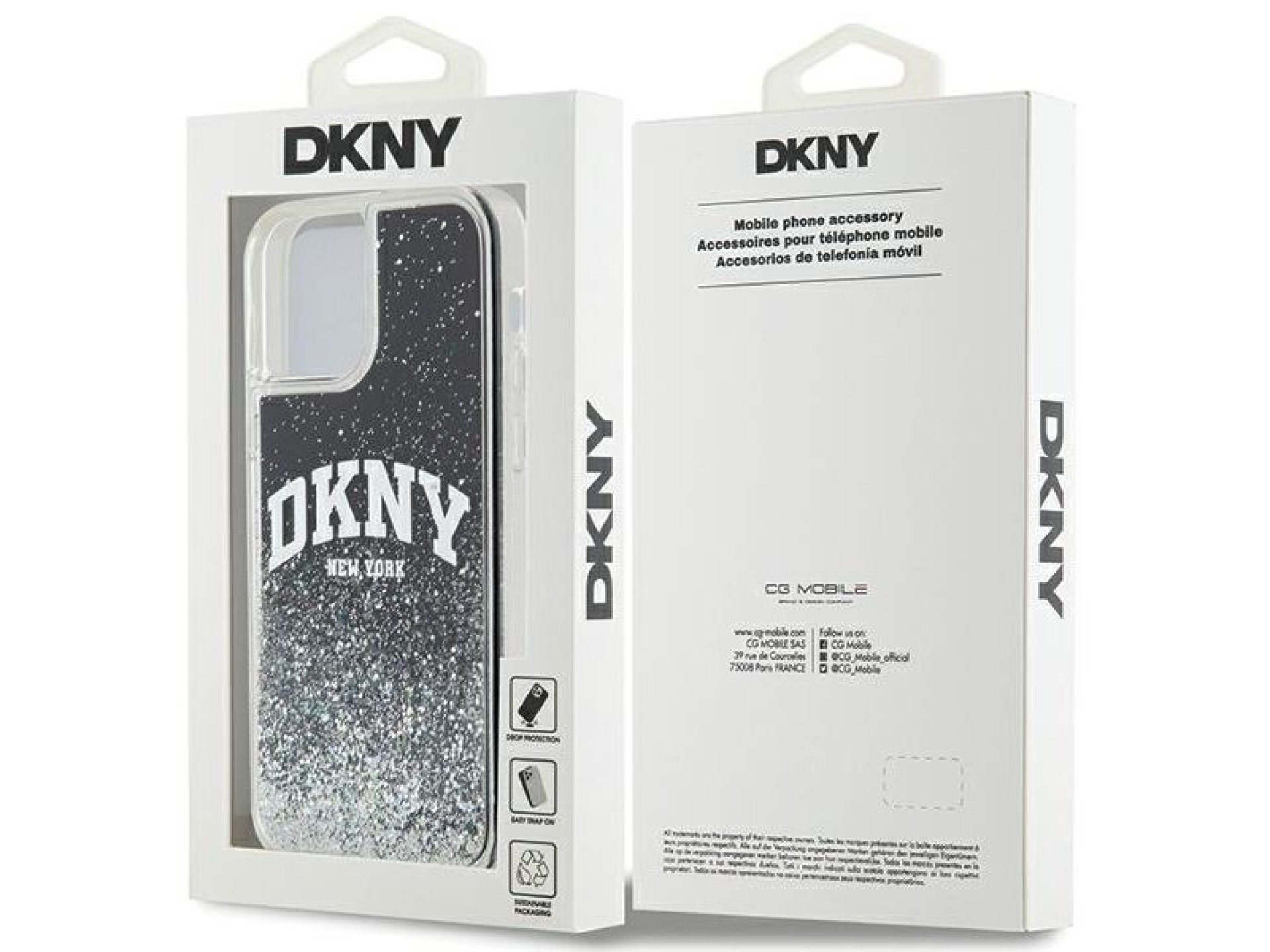 Capa DKNY Liquid Glitter Big Logo para iPhone 12 Pro/12 - Preta