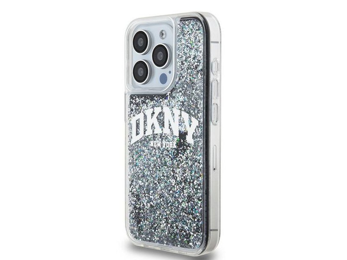 Capa DKNY Liquid Glitter Big Logo para iPhone 14 Pro - Preta