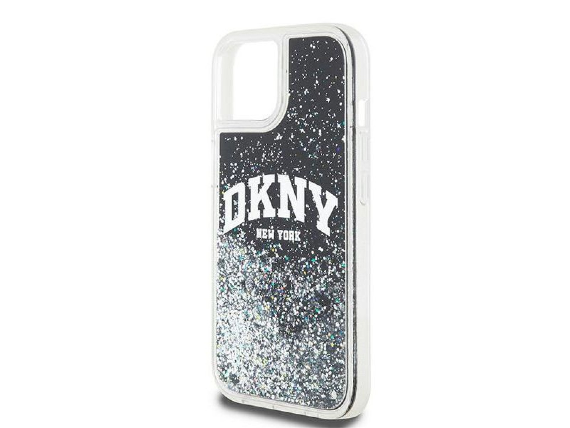 Capa para iPhone 14/15/13 com Glitter Líquido e Logo Grande - Preta