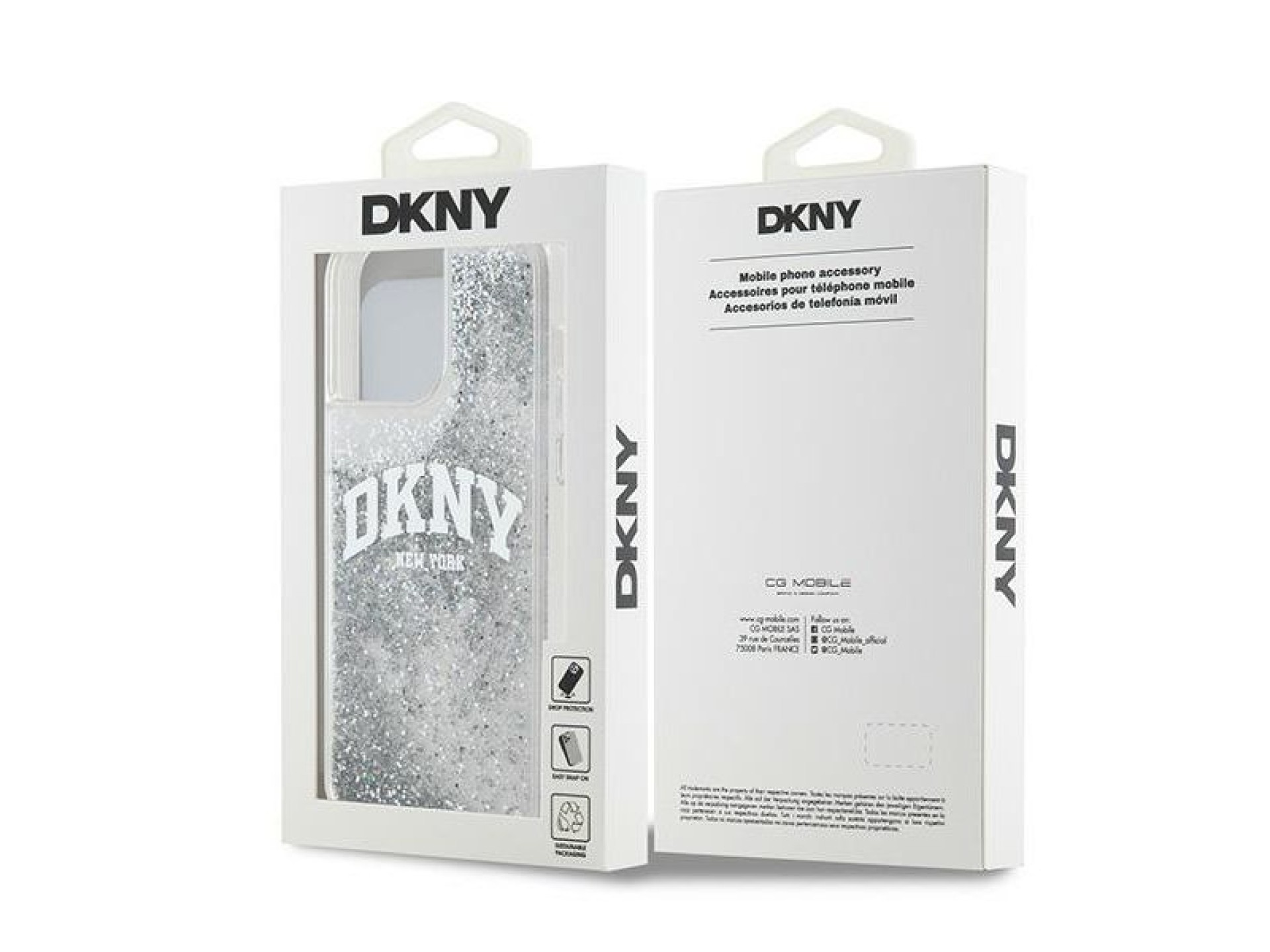 DKNY Liquid Glitter Big Logo case for iPhone 15 Pro - white