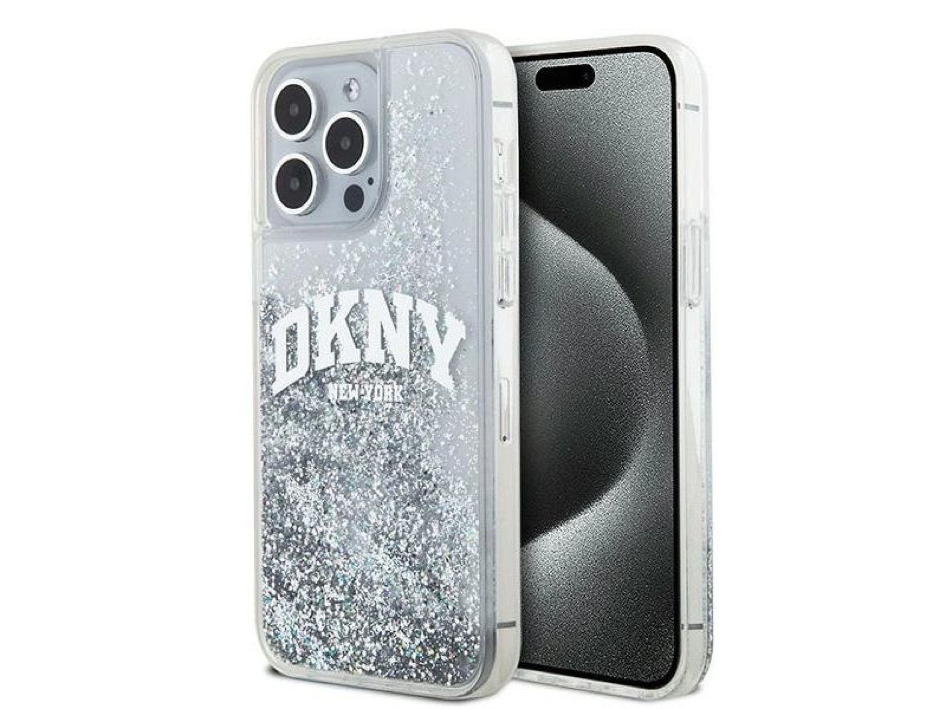 DKNY Liquid Glitter Big Logo case for iPhone 15 Pro - white
