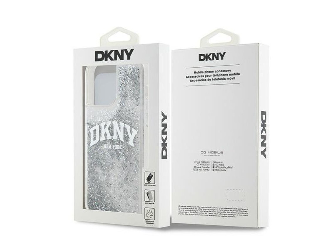 DKNY Liquid Glitter Big Logo case for iPhone 15 Pro - white