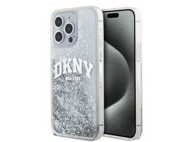 Funda DKNY Liquid Glitter con logo grande para iPhone 15 Pro - blanca Funda DKNY Liquid Glitter con logo grande para iPhone 15 Pro - blanca