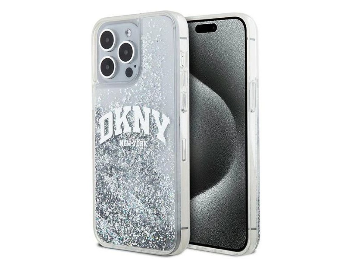 DKNY Liquid Glitter Big Logo case for iPhone 15 Pro - white