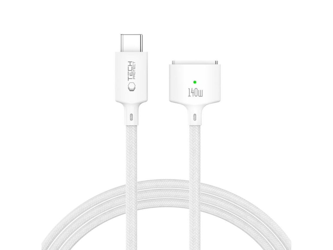 Cable Tech-Protect MMC01 Ultraboost USB-C / USB-C MagSafe 3 de 140 W y 200 cm para MacBook - Blanco