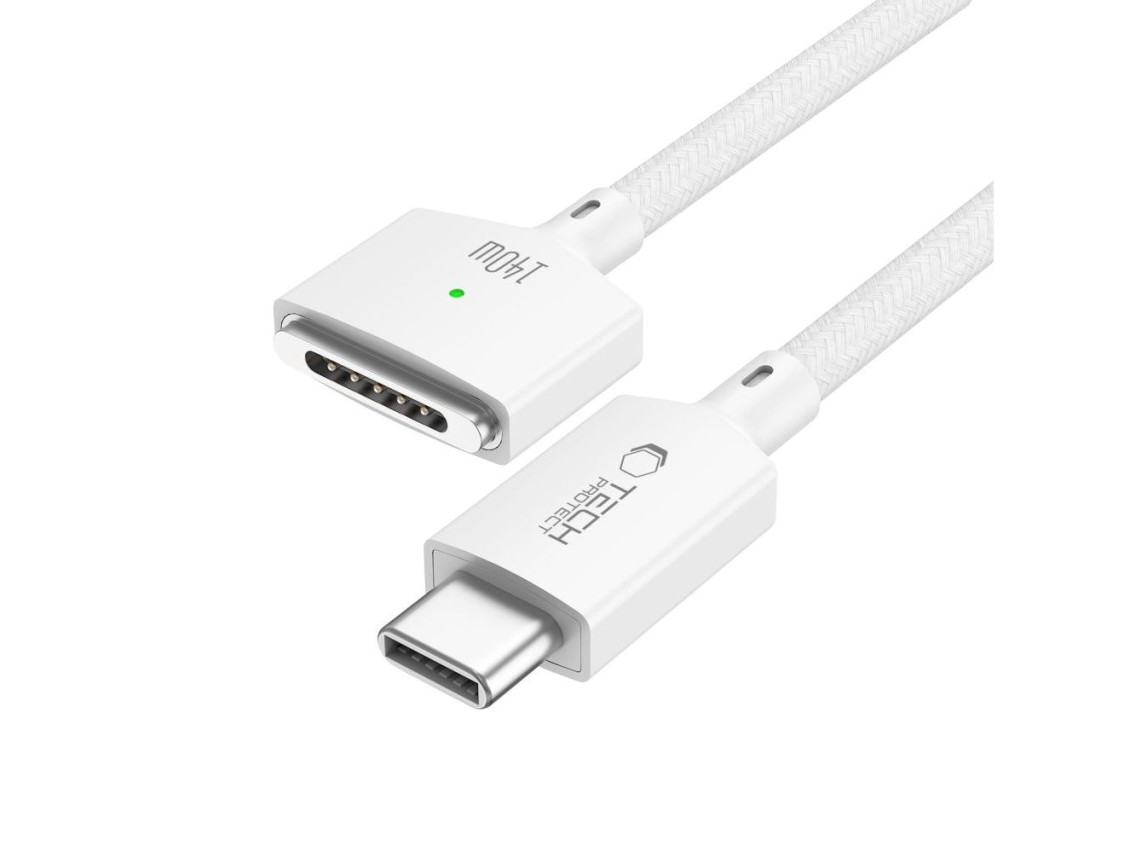 Cable Tech-Protect MMC01 Ultraboost USB-C / USB-C MagSafe 3 de 140 W y 200 cm para MacBook - Blanco