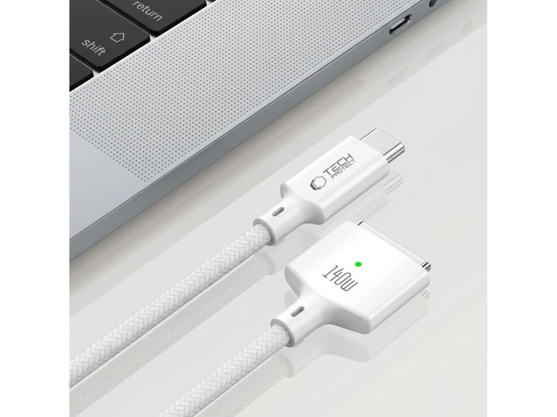 Cable Tech-Protect MMC01 Ultraboost USB-C / USB-C MagSafe 3 de 140 W y 200 cm para MacBook - Blanco