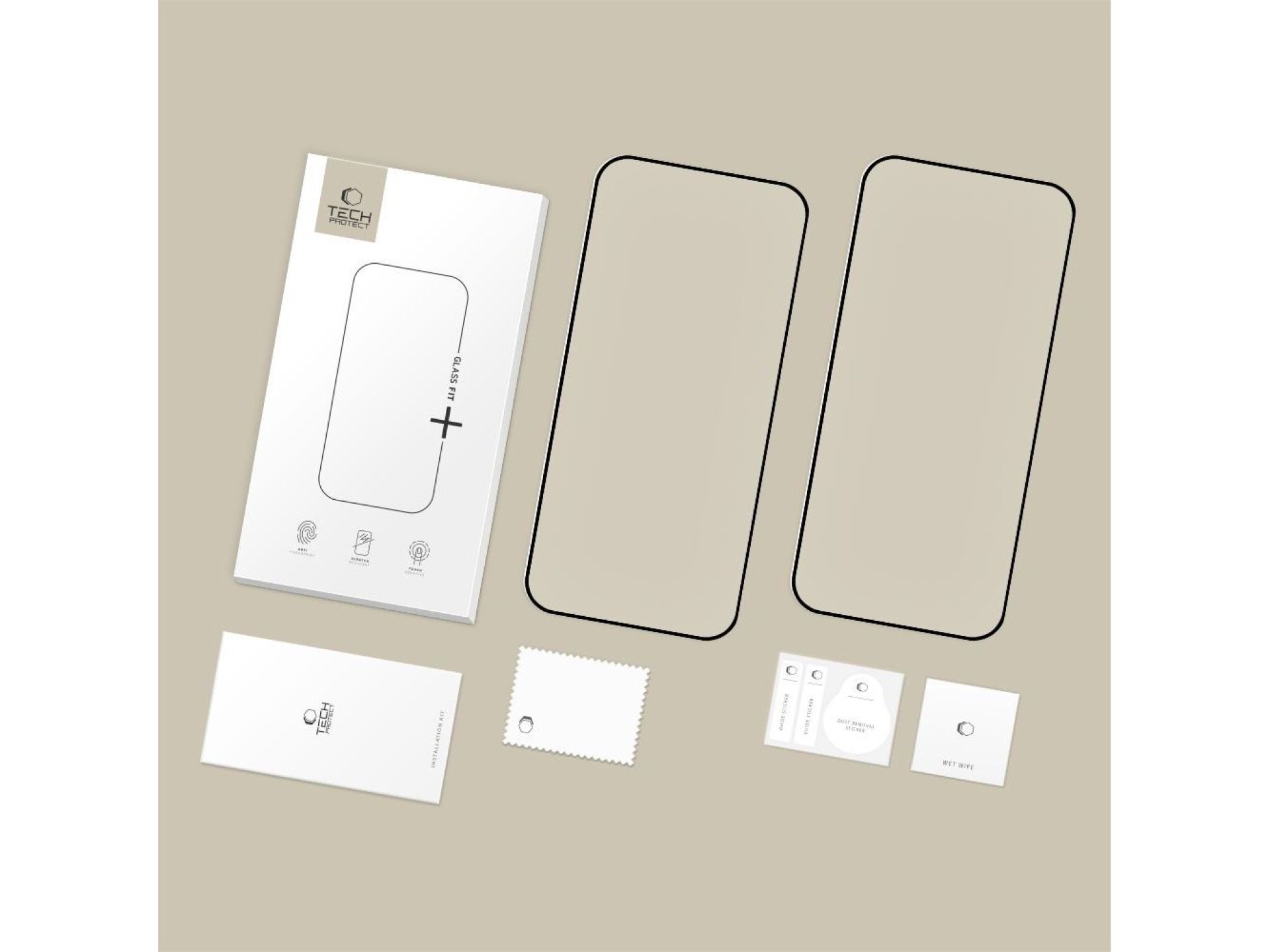 Protector de pantalla de vidrio templado Tech-Protect Glass Fit+ (paquete de 2) para Xiaomi 17T - Ne