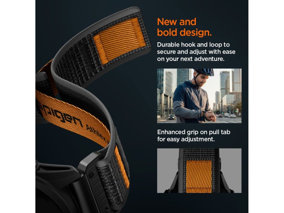 Cinta Spigen Athlex Air para Garmin QuickFit 22mm - Preta e Laranja