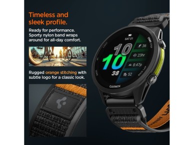 Spigen Athlex Air Strap for Garmin QuickFit 22mm - Black and Orange