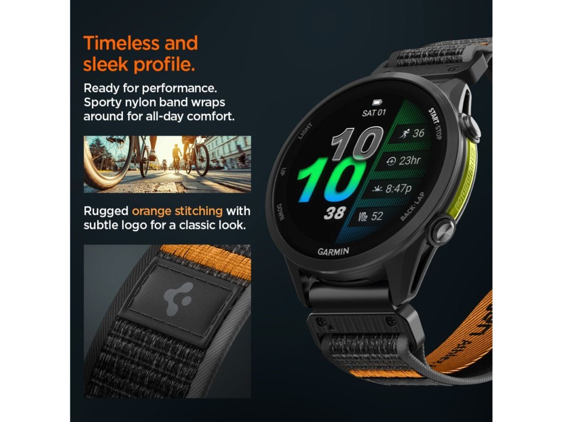 Cinta Spigen Athlex Air para Garmin QuickFit 22mm - Preta e Laranja