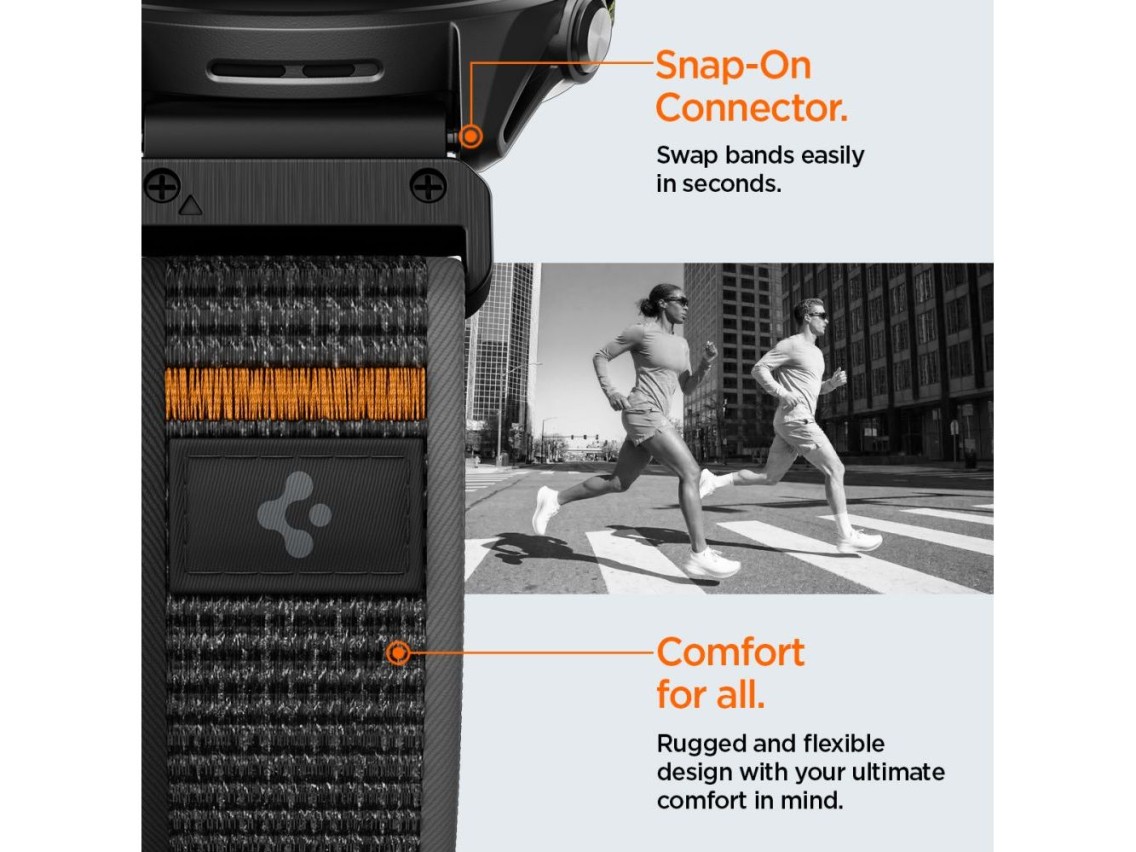 Cinta Spigen Athlex Air para Garmin QuickFit 22mm - Preta e Laranja