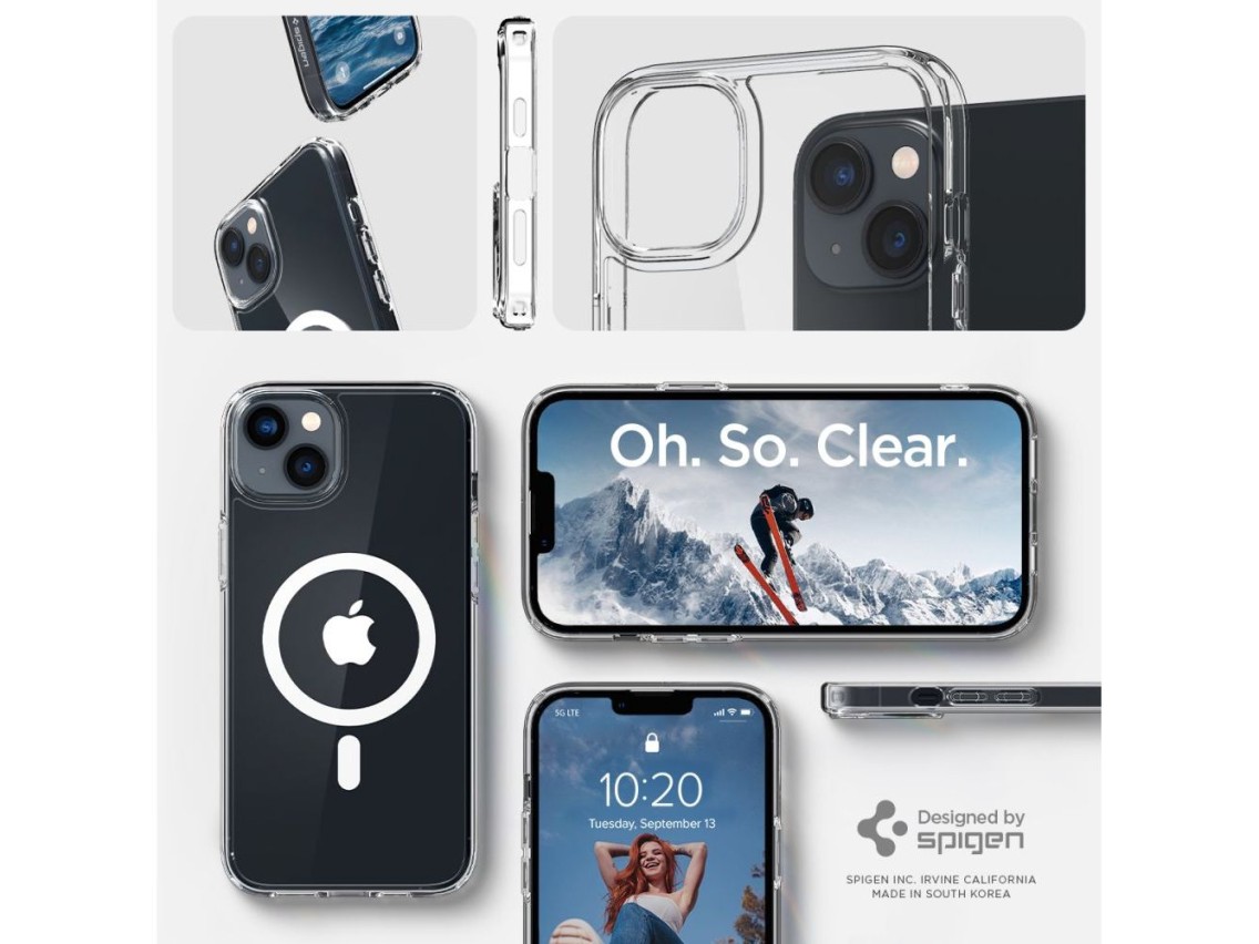 Capa Spigen Ultra Hybrid Mag com MagSafe para iPhone 14 - Transparente/Branca