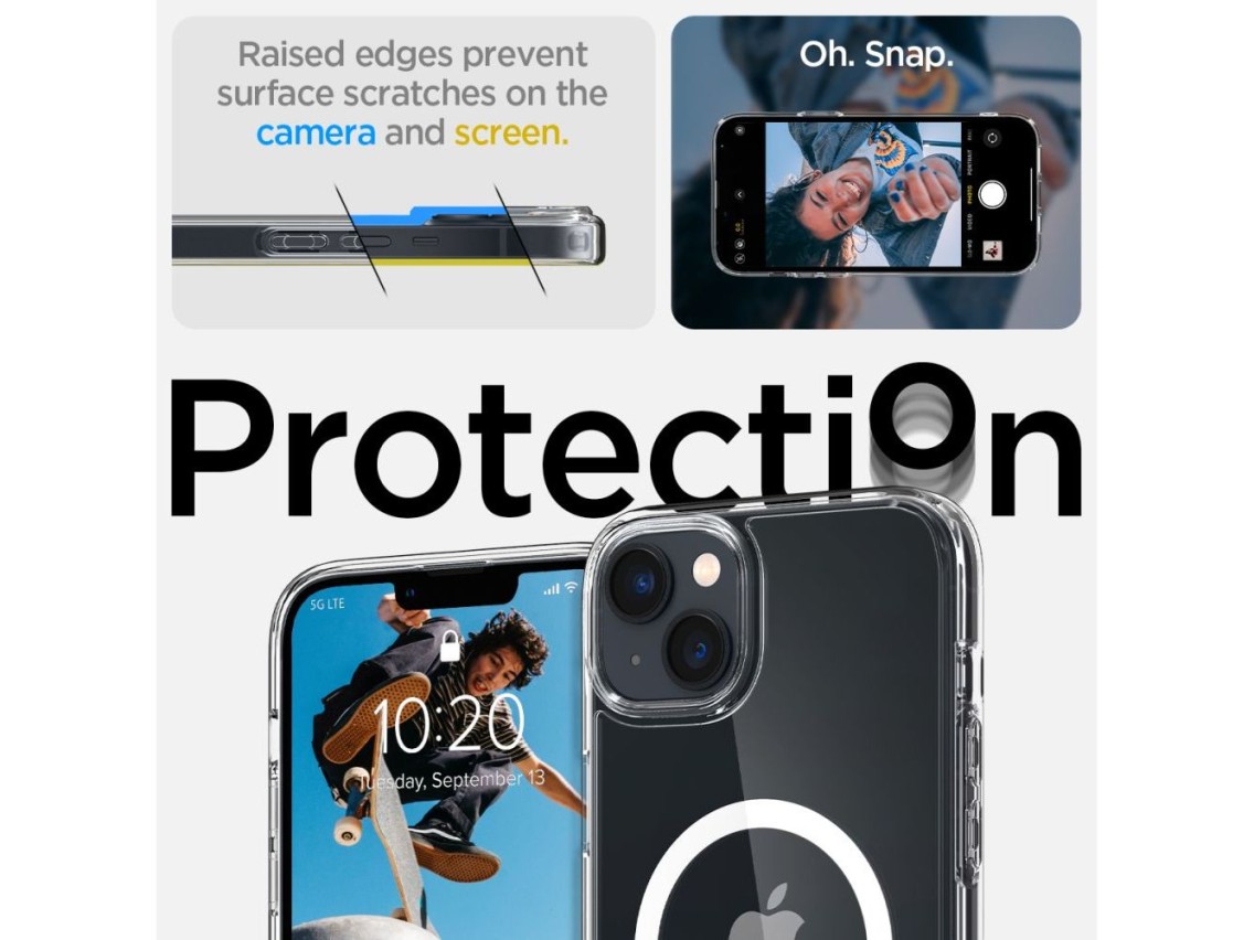 Capa Spigen Ultra Hybrid Mag com MagSafe para iPhone 14 - Transparente/Branca