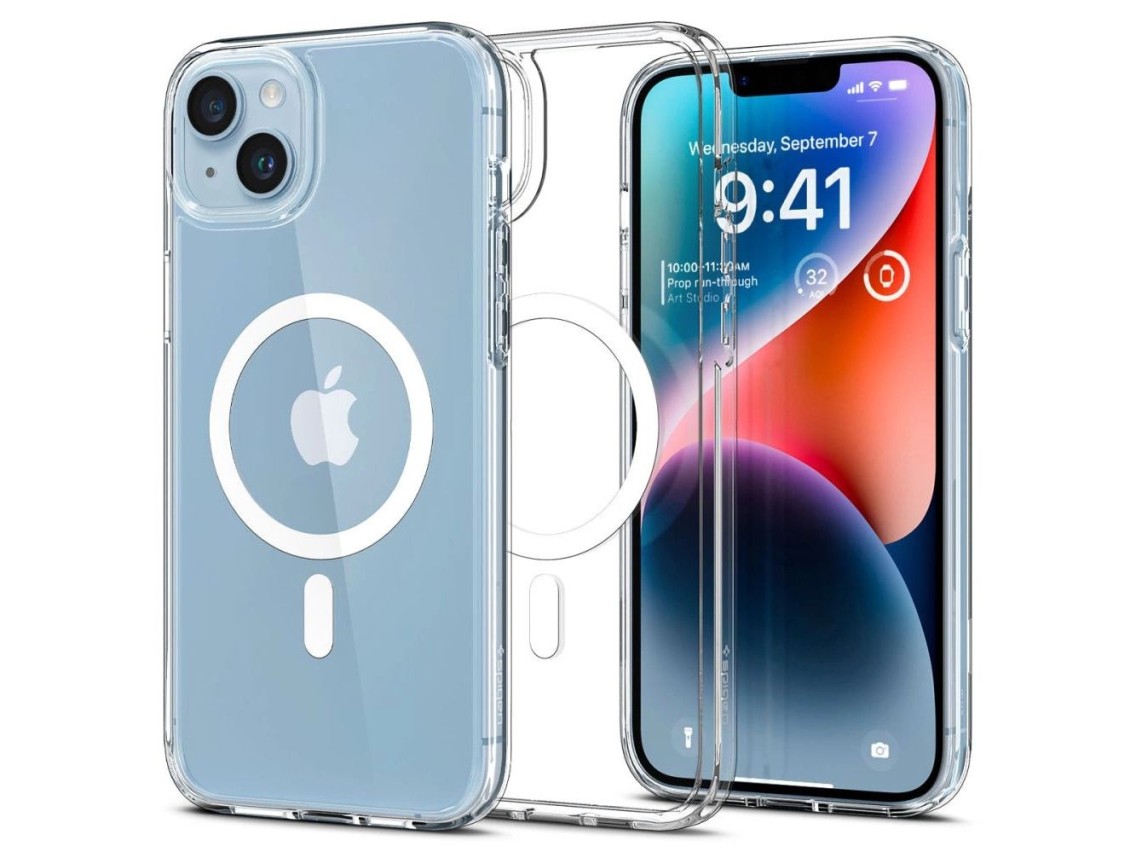 Capa Spigen Ultra Hybrid Mag com MagSafe para iPhone 14 - Transparente/Branca