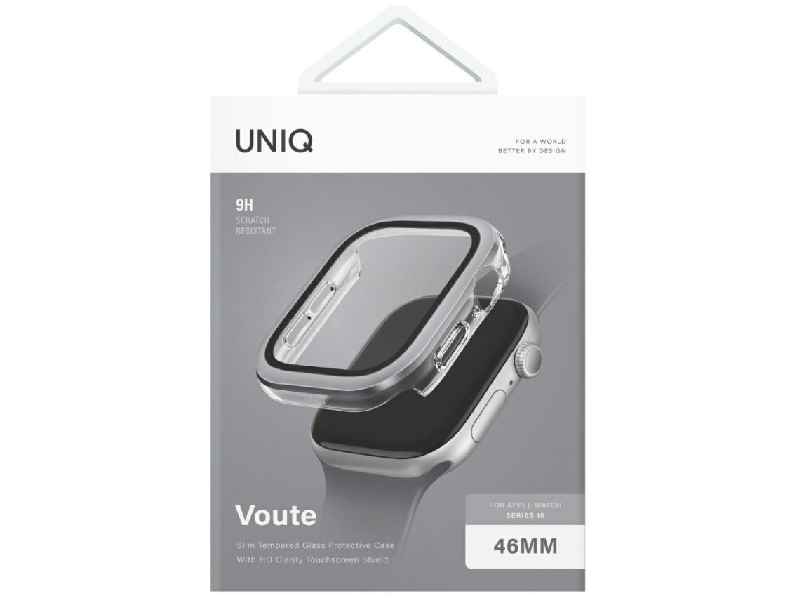 Uniq Voute tempered glass case for Apple Watch 10 46 mm - silver
