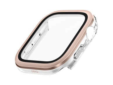 Uniq Voute Tempered Glass Case for Apple Watch 10 46mm - Rose Gold