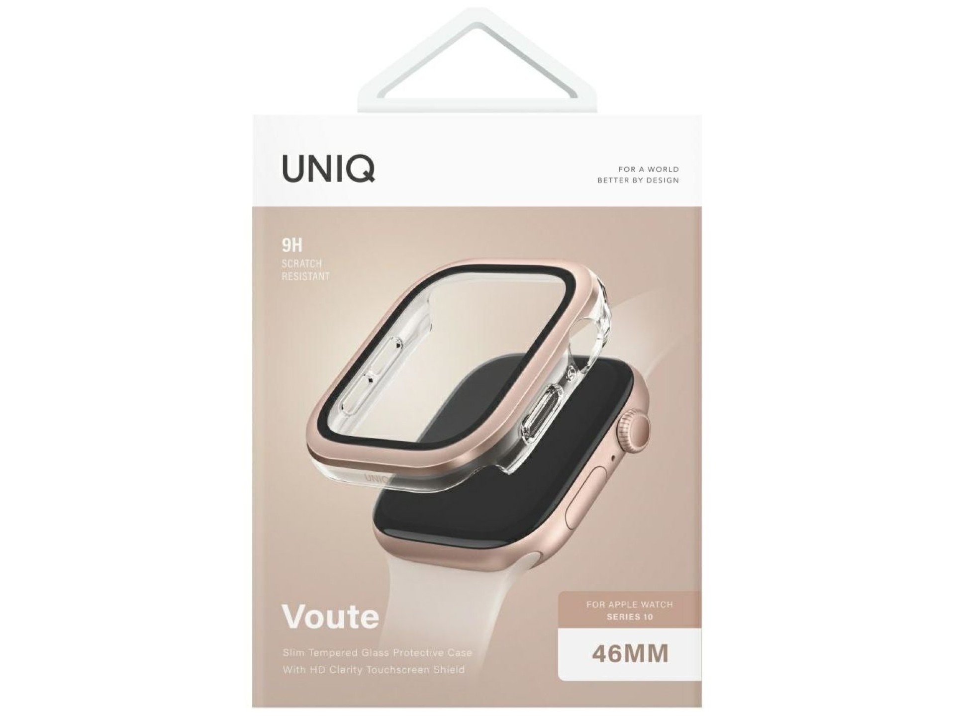 Capa de vidro temperado Uniq Voute para Apple Watch 10 46mm - Ouro Rosa