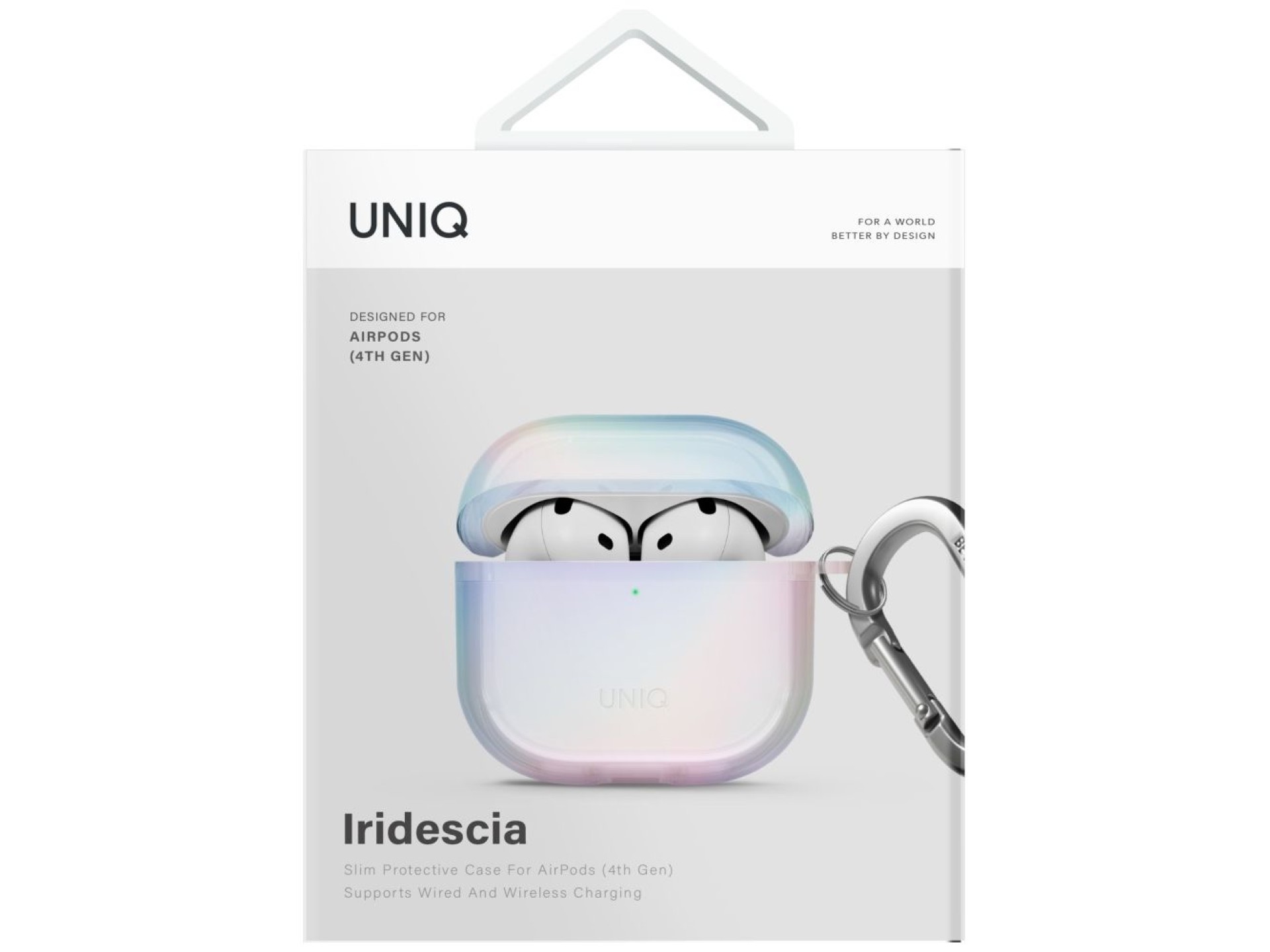 Capa Uniq Iridescia para AirPods 4 Hang Case - branca holográfica