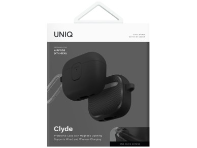 Capa Uniq Clyde Lock para AirPods 4 - Preta Capa Uniq Clyde Lock para AirPods 4 - Preta