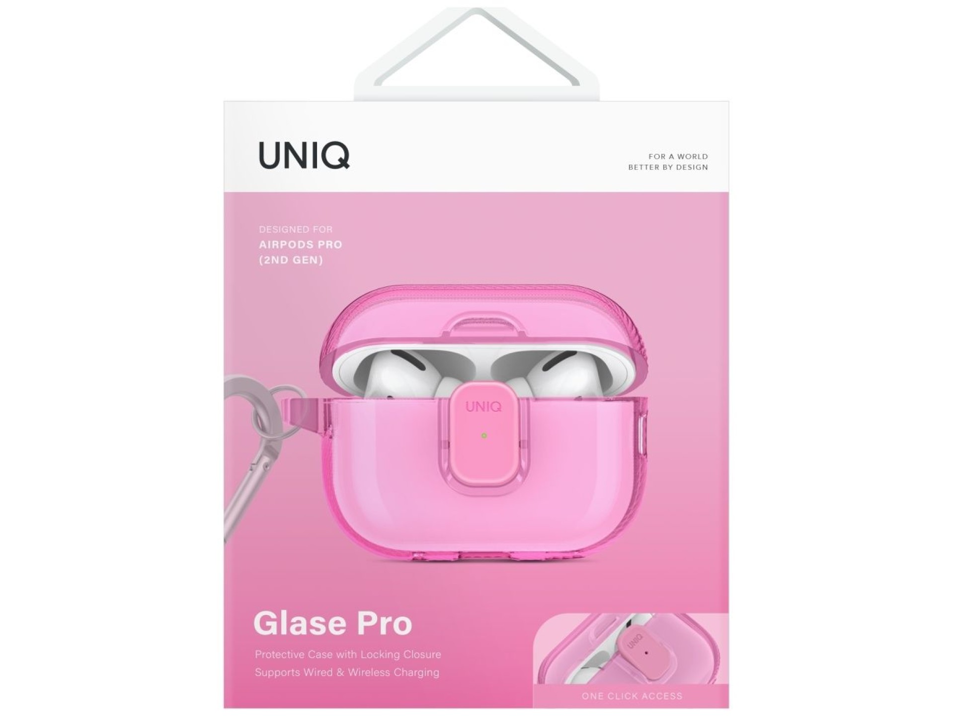 Capa Uniq Glase Pro para AirPods Pro 2 - Rosa