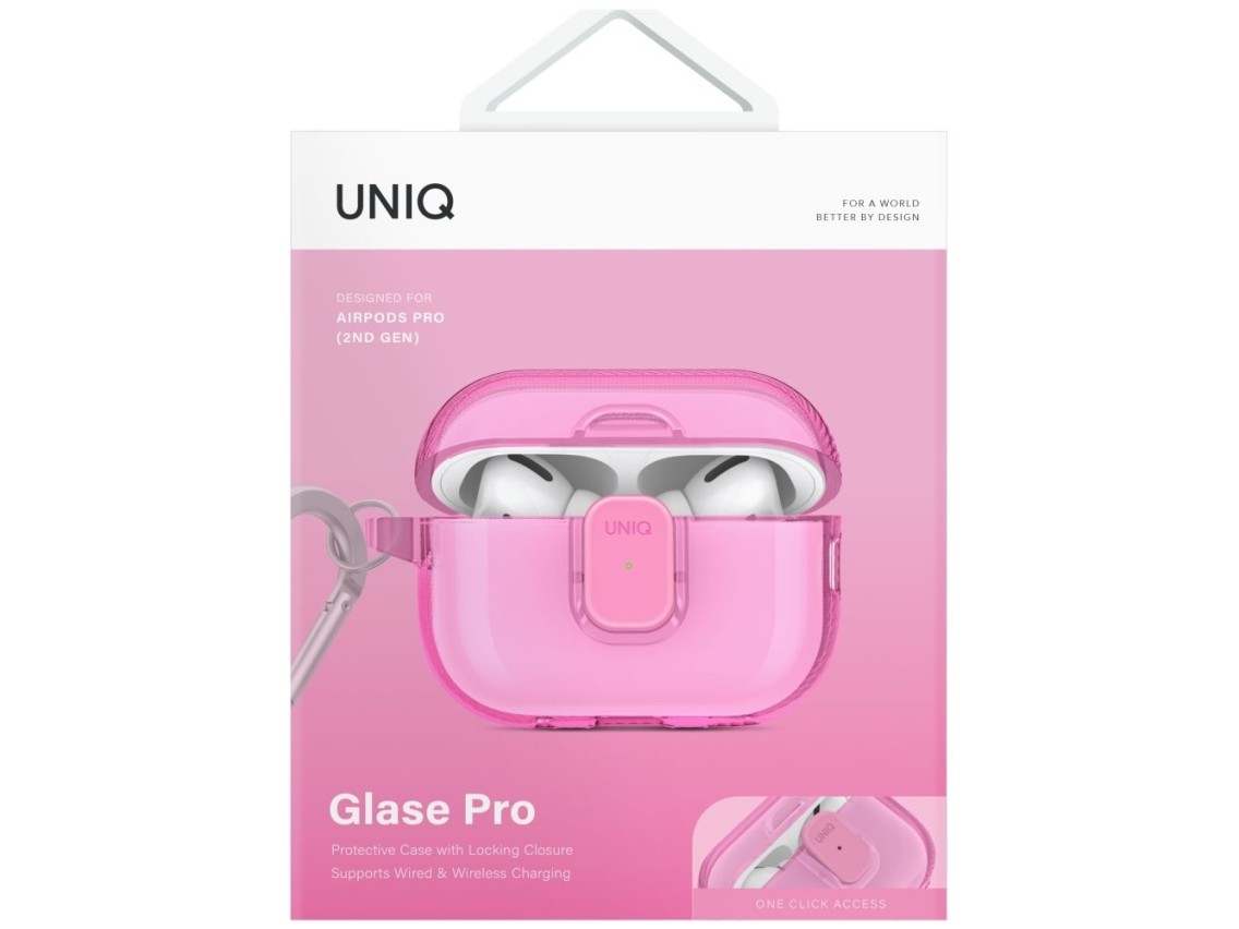 Capa Uniq Glase Pro para AirPods Pro 2 - Rosa