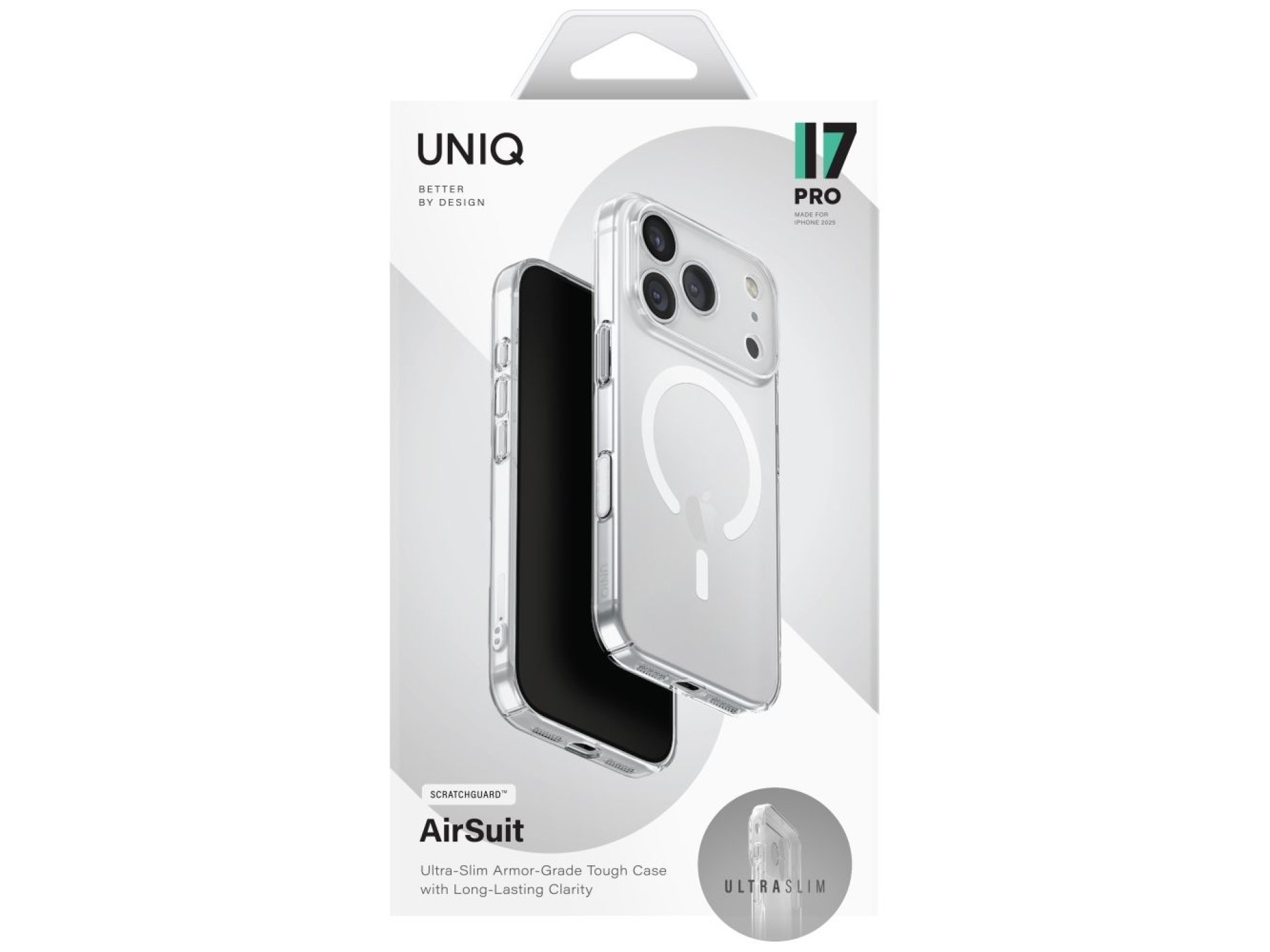 Capa de carregamento Uniq Airsuit Magclick para iPhone 17 Pro - Transparente
