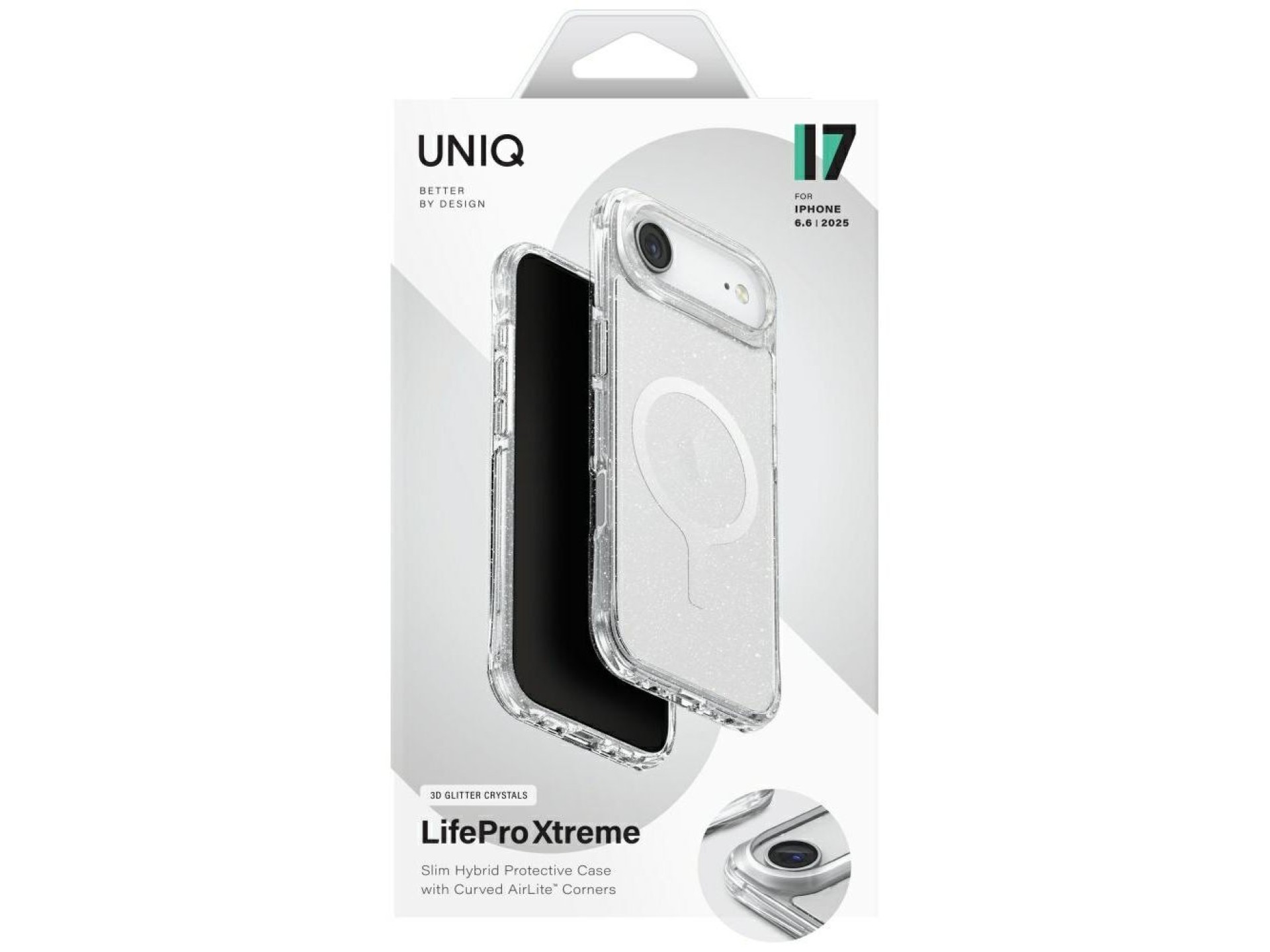 Uniq LifePro Xtreme Magclick Charging Case for iPhone 17 Air - Transparent-Glitter